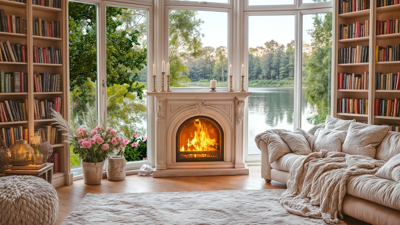 Relaxing Piano Music with Fireplace Sounds 🌙 Cozy Home Ambience for Stress Relief & Peaceful Moments