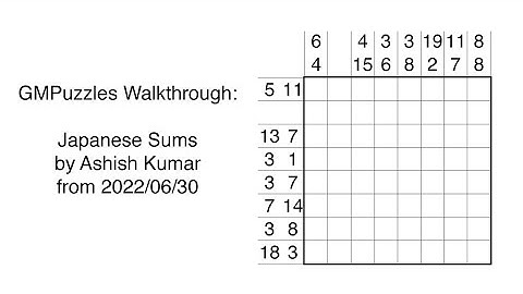 GMPuzzles - 2022/06/30 - Japanese Sums by Ashish Kumar