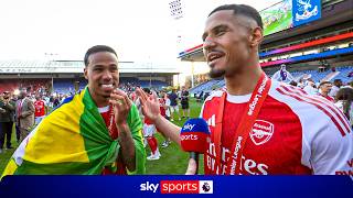 EXCLUSIVE: Gabriel and Saliba react to Arsenal winning the Premier League 🏆