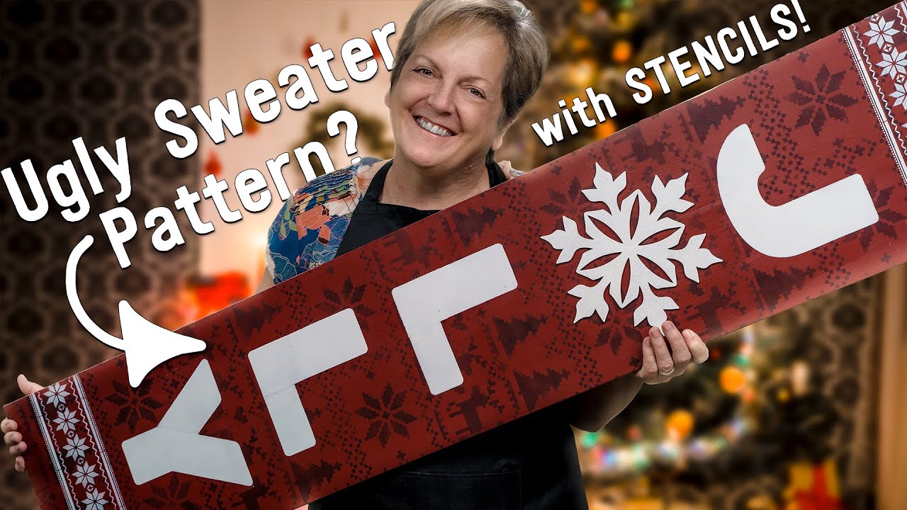 Paint a Jolly Christmas Porch Sign Using Stencils! | Ugly Sweater Pattern - YouTube paint-a-jolly-christmas-porch-sign-using-stencils-ugly-sweater-pattern-youtube