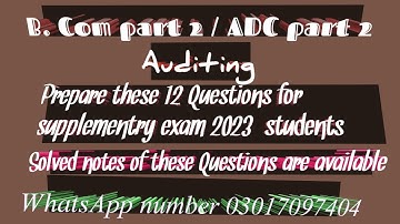 B. Com part 2 Auditing important questions for 2nd annual exam 2023.