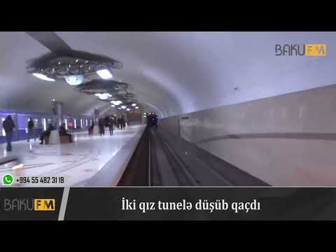 Bakı Metrosunda DƏHŞƏT: İki qız tunelə düşdü- VİDEO