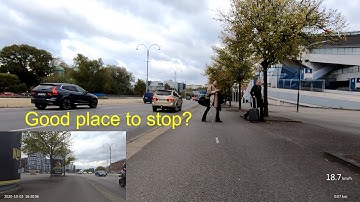 Pedestrians With Suitcases Block The Cycle Path