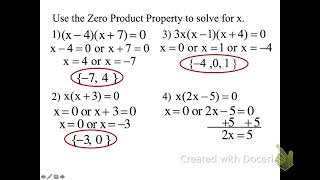 (6.8) Video -  Solving Polynomials with Zero Product Property