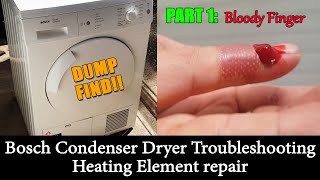 Bosch Condenser Clothes Dryer Troubleshooting Heater Element Repair Part 1