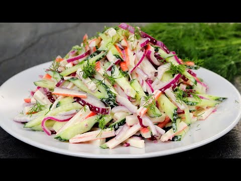 БЫСТРЫЙ Салат с Крабовыми🦀 Палочками за 5 минут! Вкусный крабовый салат из простых продуктов!