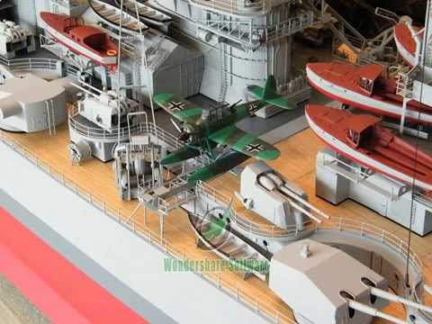 Pancernik Bismarck model w skali 1:100 - YouTube