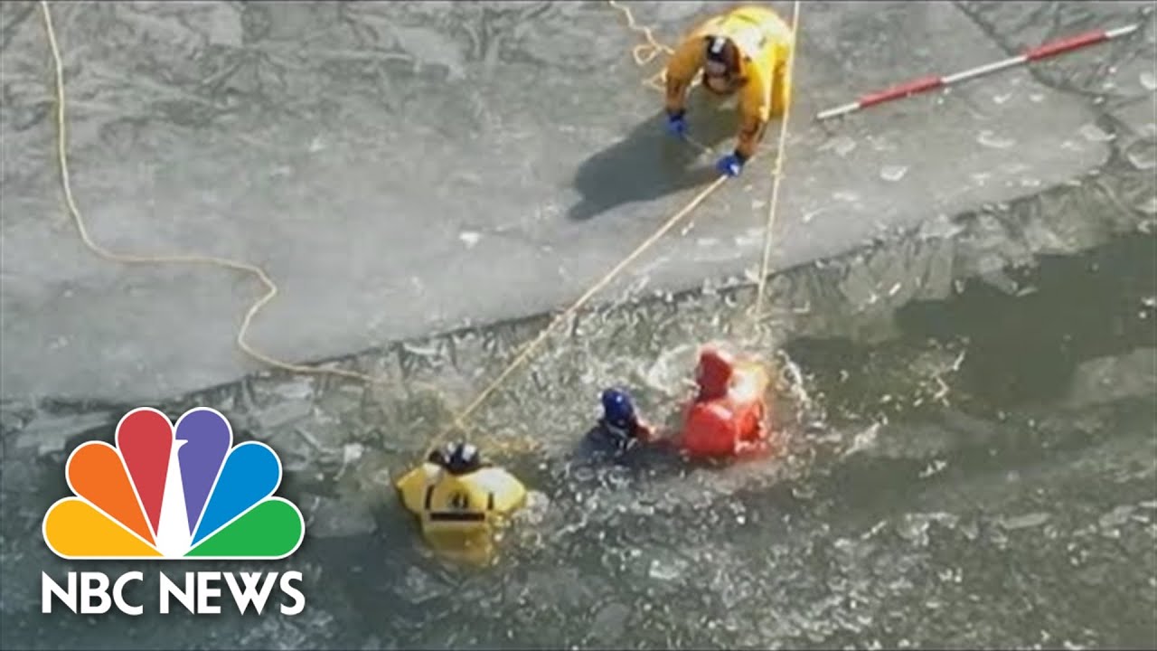 Firefighters Practicing Ice Rescues Respond To Real-Life Emergency