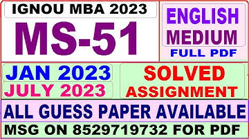ms 51 solved assignment 2023 / ms 51 solved assignment 2022-23 / ignou ms 51 2023-24