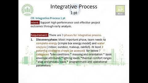 LEED Integrative process , LEED AP BD+C, Green Associate
