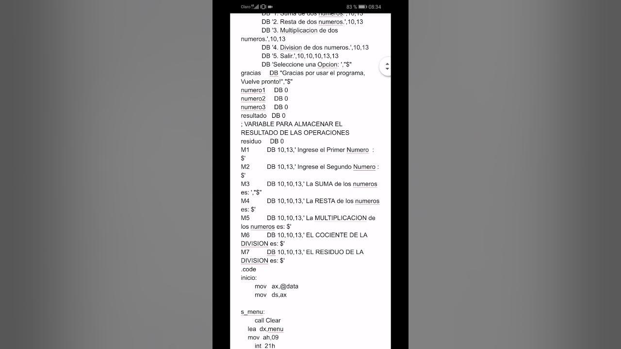 C digo operaciones b sicas gui turbo assembler youtube