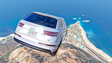 GTA 5 Crash Testing Cliff Drops Crashes Real Car Mods Ep.5