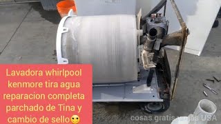 lavadora tira agua como reparar una tina de lavadora whirlpool y cambio de sello reparacion completa