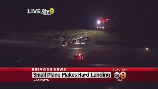 1 Hurt As Small Plane With 5 Aboard Makes Belly Landing At Van Nuys Airport