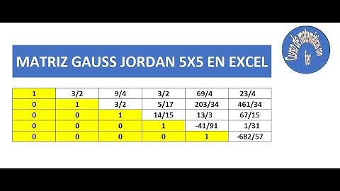 MATRIZ GAUSS JORDAN 5X5 EN EXCEL
