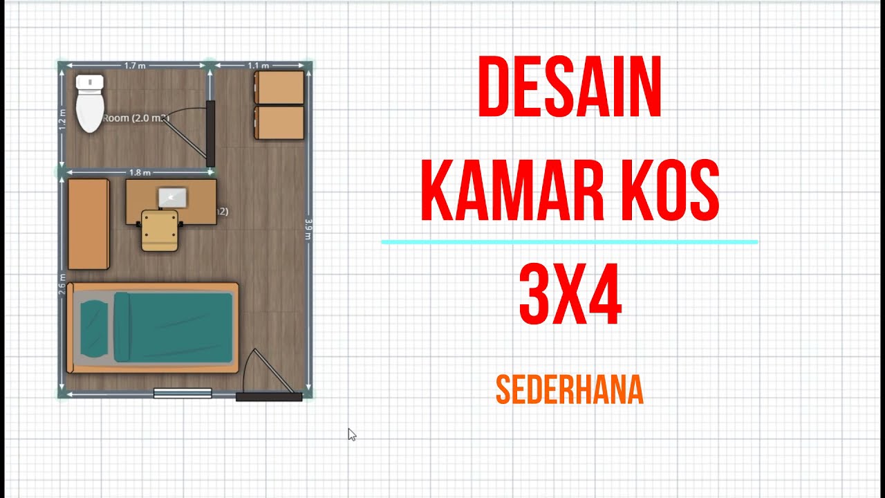 DENARUMA | DESAIN KAMAR KOS 3x4 SEDERHANA & NYAMAN - YouTube - Denah Kamar Kost 3x4 Kamar Mandi Dalam Dan Dapur