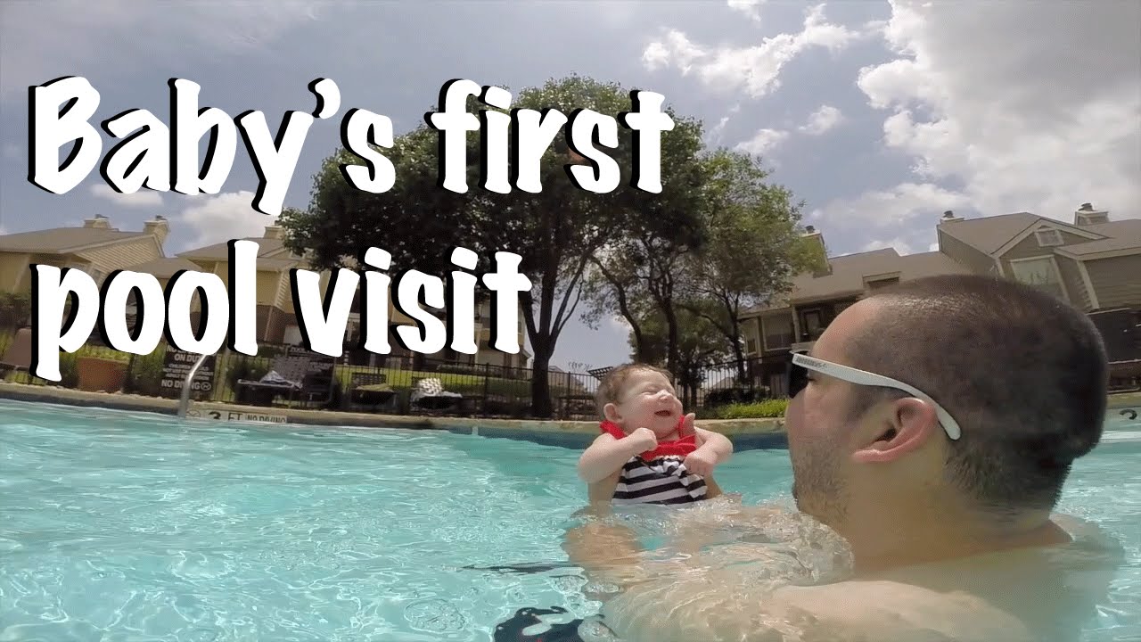 Baby's first time in the pool - YouTube