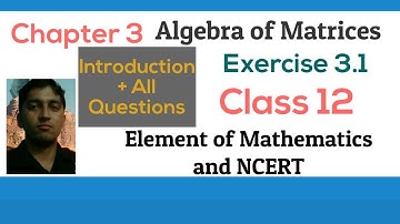 [PDF] Algebra of Matrices |Class 12 |  Chapter 3 |Exercise 3.1 |Introduction|Elements of Mathematics