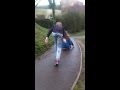 Skate boarding down hill