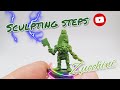 Sculpting steps of a zucchini veggie gobbo miniature