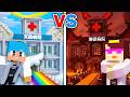 天国 vs 地獄の病院作り対決！【まいくら / マインクラフト】