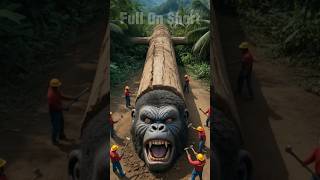 Rescue Fire Fury King Kong From Big Giant Log #animals #funny #funnyvideo #shorts #shortsfeed #viral