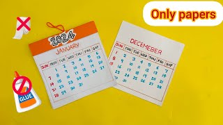 2024 Calendar Making || no glue paper crafts||DIY || calendar making ideas 📆 ||2024🥳