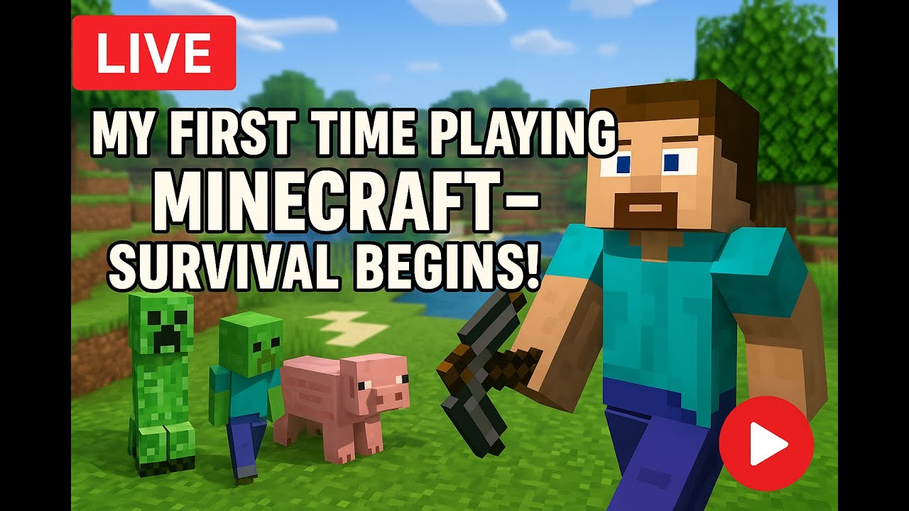 LIVE: My First Time Playing Minecraft – Survival Begins! 🧱🌲 - YouTube