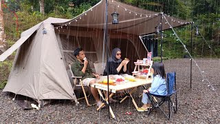 Camping di Tenda 2 Kamar Saat Hujan Deras Tenda camping yang nyaman untuk bersantai