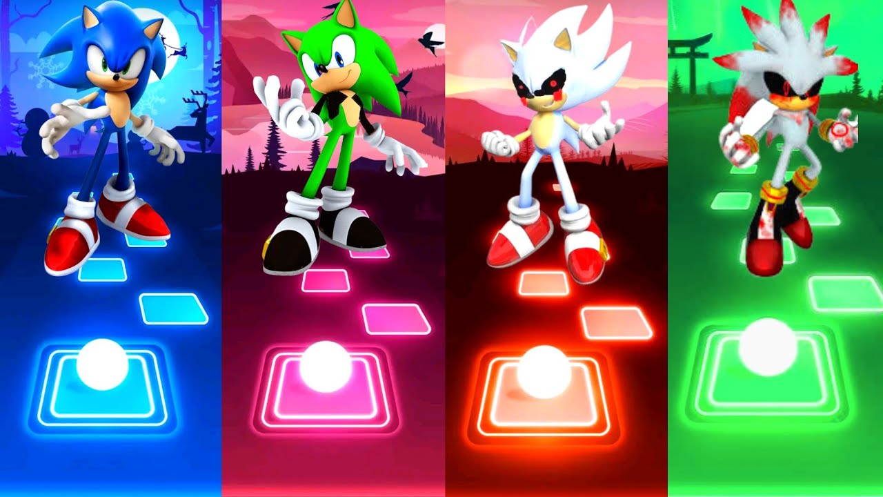 Sonic Vs Green Sonic Vs Hyper Sonic Vs Silver Sonic Exe Tiles Hop - YouTube