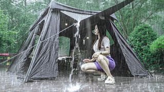 쉼없이 내리는 비 ⛈️ 원터치 텐트에서 24시간 ⛺️ 폭우 우중캠핑 . 빗소리 ASMR . 캠핑 브이로그 . 솔로캠핑 .