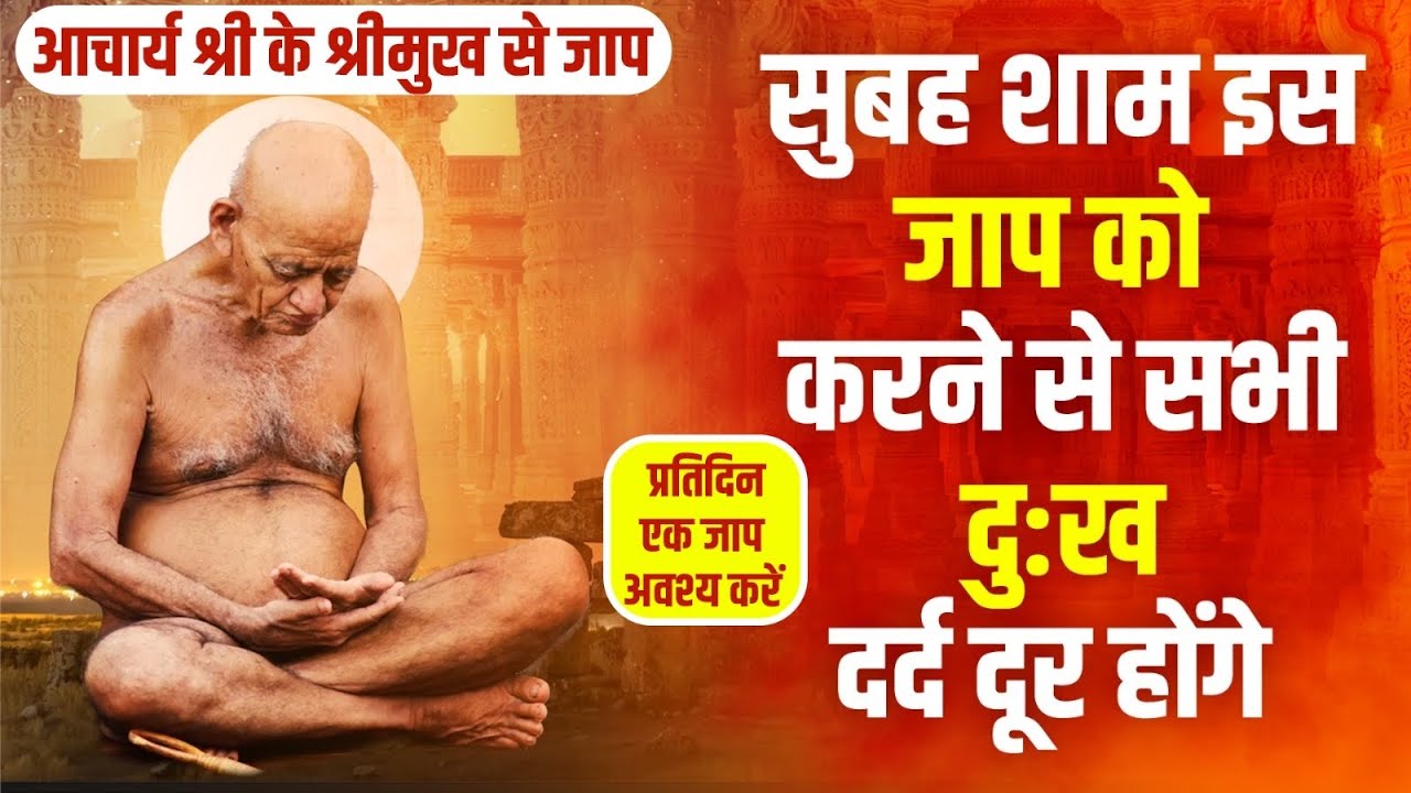 आचार्य श्री के श्रीमुख से जाप। सुबह शाम इस जाप को करने से सभी दुख दर्द दूर होंगे।रोज जाप करें