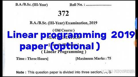 Linear programming paper 2019 BA/BSC