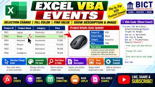 Full Excel VBA Events  Worksheet SelectionChange, Dynamic Fill Color, Find Value & Image Display Update