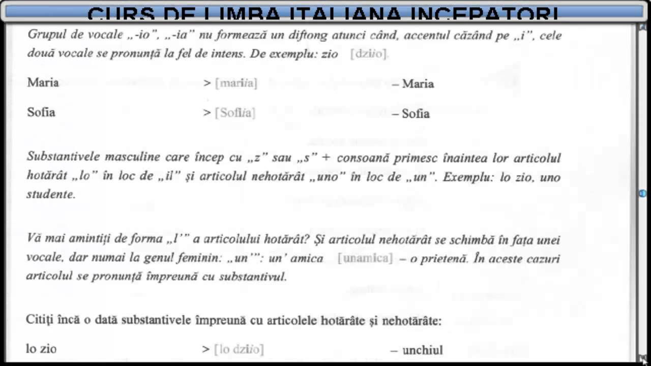 Curs De Limba Italiana Incepatori Tema Dictionar Lectia 1