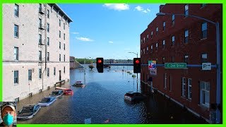 Mississippi River Flooding Of Davenport Iowa By Drone