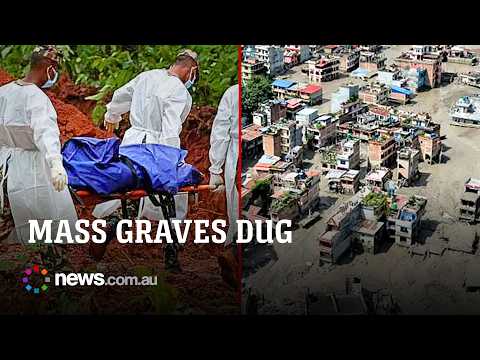 Authorities in Nepal rush to dig mass graves as haunting new footage emerges