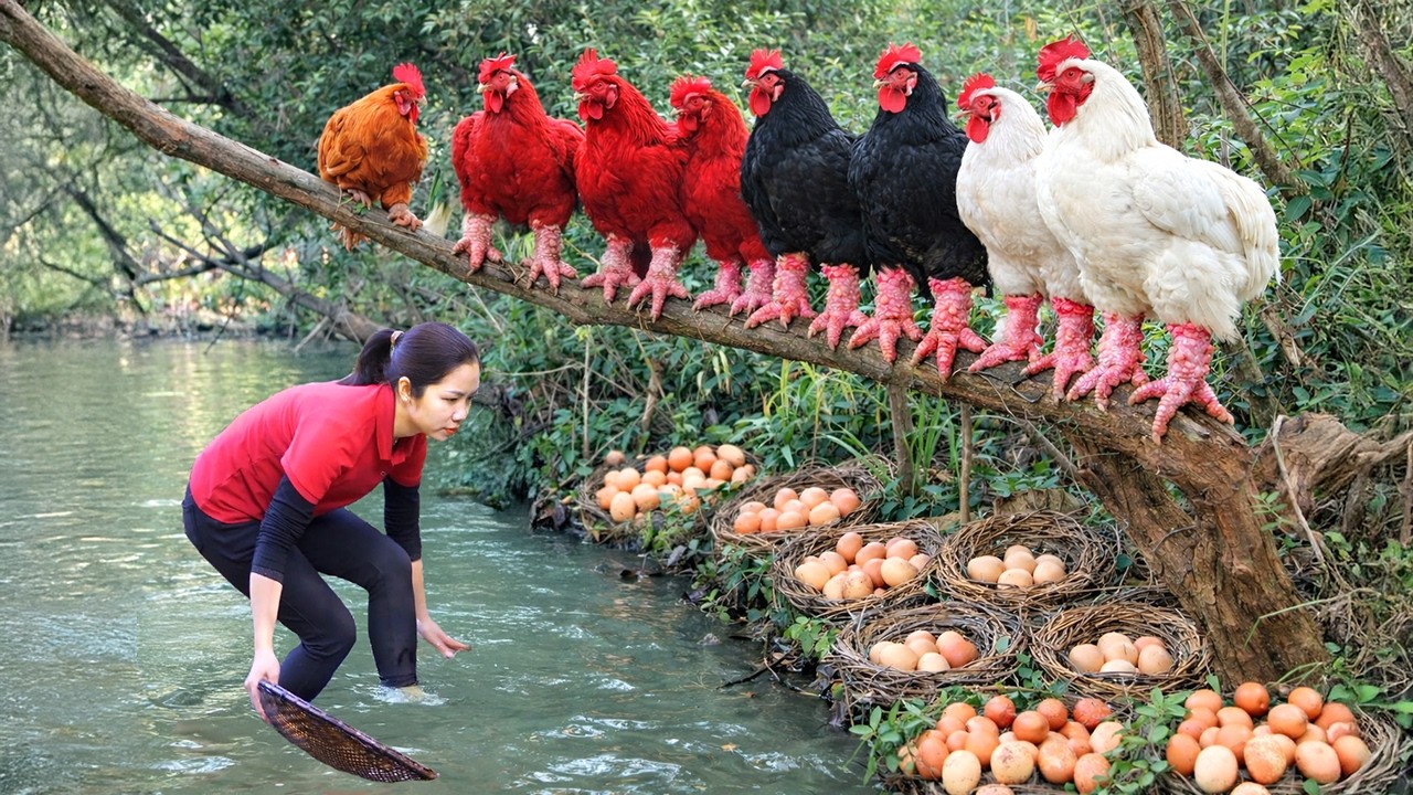 Harvesting Mutant Elephant-Footed Chicken In The Jungle Go to Market Sell | Pick Many Chicken Eggs
