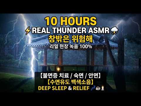 창밖은 위험해...⚡ 실제 녹음한 리얼 천둥 빗소리 ASMR | 불면증 치료, 수면유도 백색소음 10시간