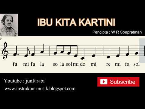 Ibu Kita Kartini - not balok - do re mi / solmisasi - instrumental  - junfarabi