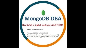 MongoDB DBA Online Training (in English) Only @15999 Rs - New batch starting on 21/07/2024