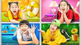 Baby Doll \& Friends Build Four Colors Playhouse Challenge - Funny Stories About Baby Doll Family