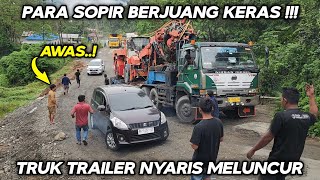 The Drivers Are Struggling Hard!!! Trailer Truck Almost Rolled Over Batu Jomba