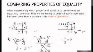 52 Comparing the Properties of Equality (3.3)