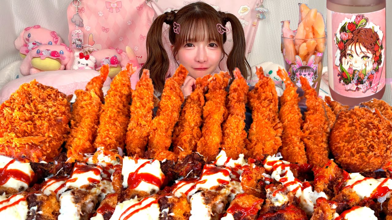 【大食い】タルタルチキンカツ海老フライ【ASMR】