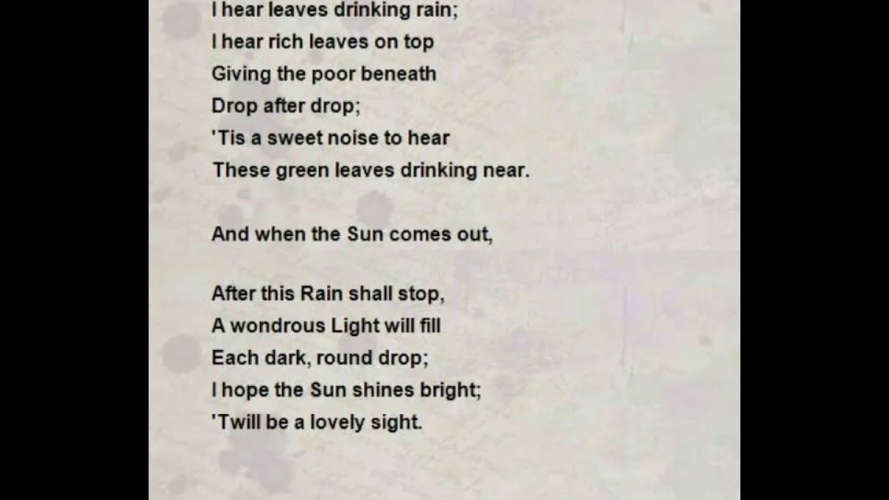 The Rain by William H. Davies YouTube