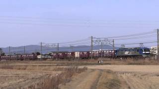 JR貨物 午後の貨物列車3本共、警笛アリ 遅5085レ・1070レ・2052レ 2015/02/28