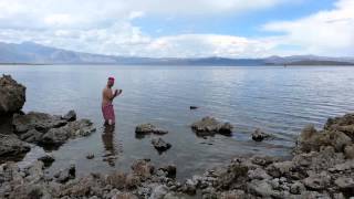 Ben starr takes a swim in mono lake, an inland alkaline sea 2-3 times
saltier than the ocean.