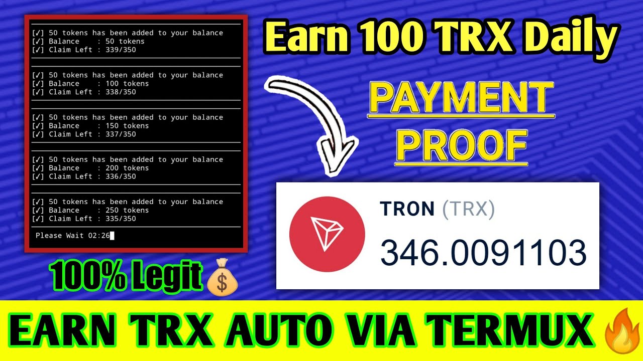 Earn 100 TRX Daily | Earn TRX Auto Via Termux | Coinfreepro Payment Proof (100% Legit)