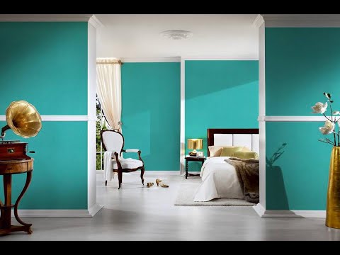 Однотонні німецькі шпалери 393294, бірюзового кольору, відтінку аквамарин, або морської хвилі, гарячого тиснення, видео 3